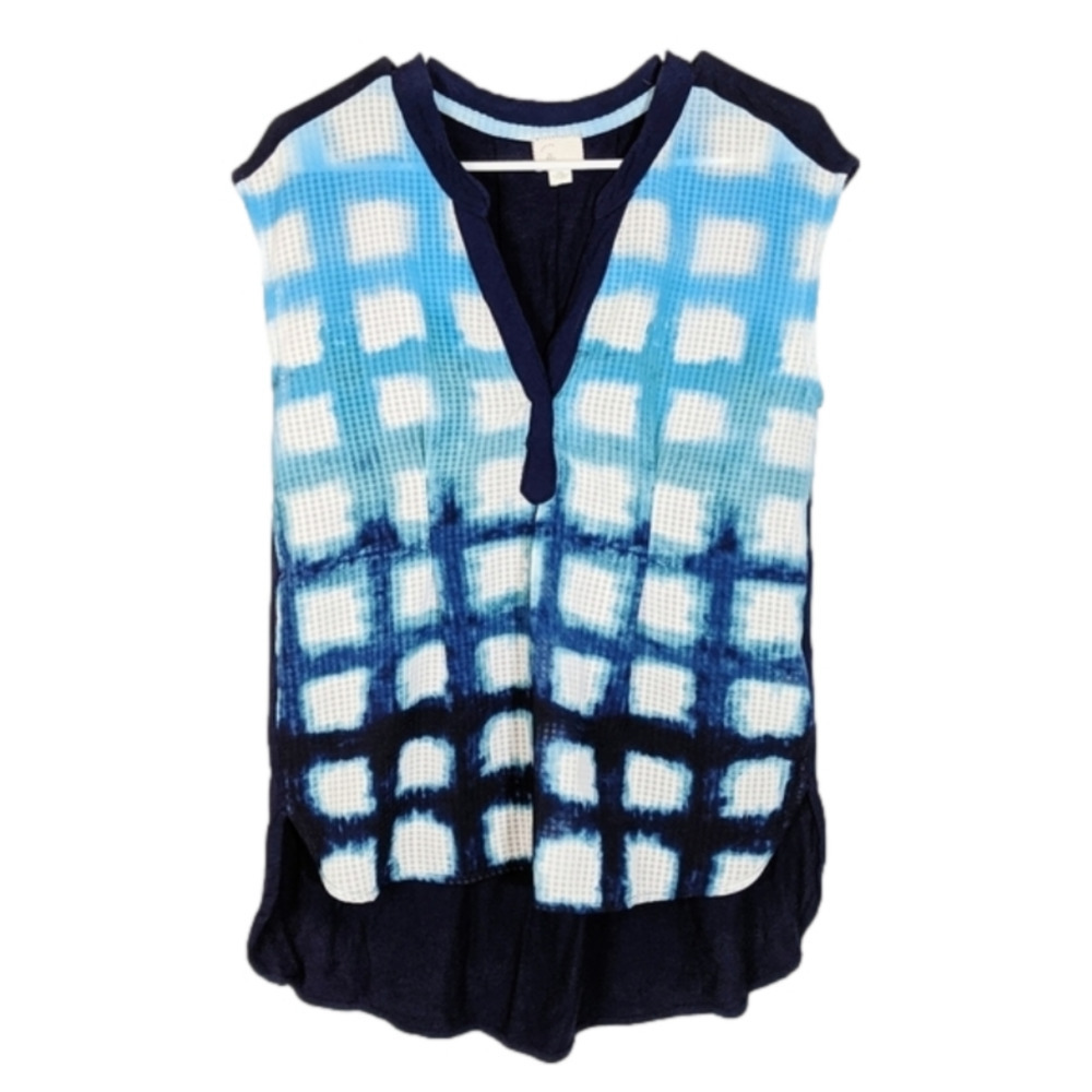 Anthropologie Postmark blue checkered sleeveless top small lightweight